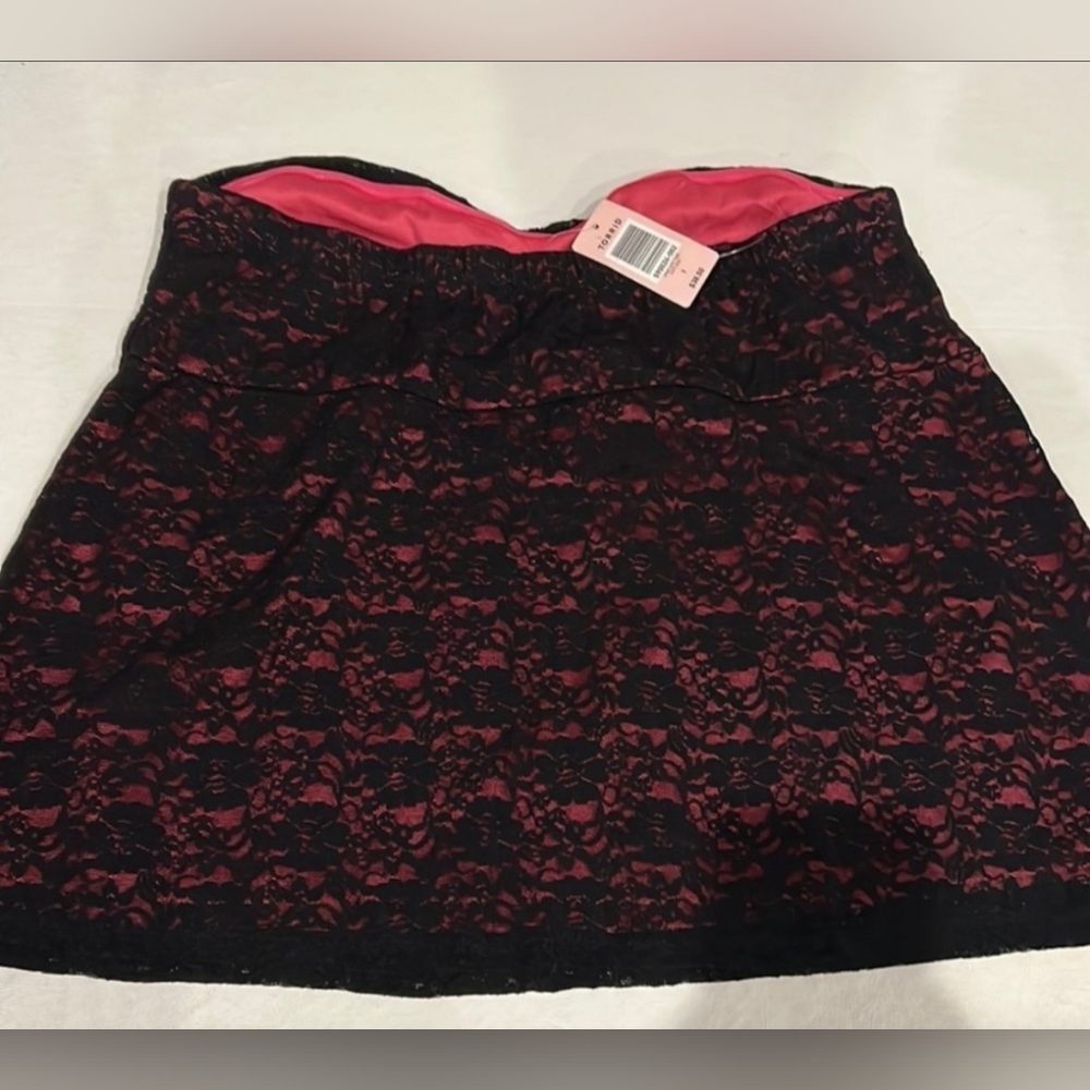 Torrid Black and Hot Pink LACE Tube TOP NEW NWT 1